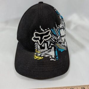 Fox Racing Flexfit Fitted Hat Black Graphic Motocross Cap Size S/M Adult